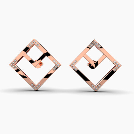 Cream Square Diamond Earrings