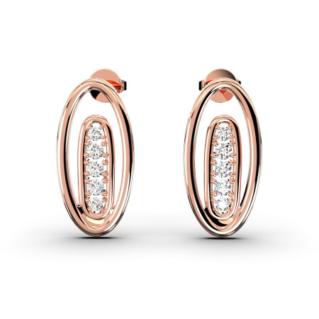 Oval City Stud Diamond Earrings